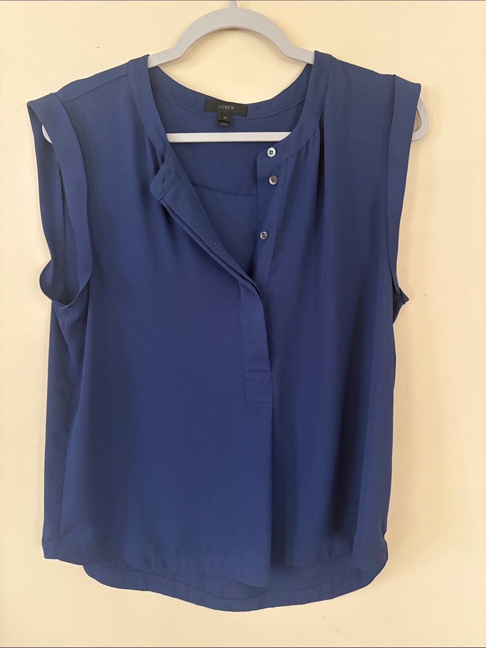 J. Crew Sleeveless Cobalt Blue Button-Front Blouse